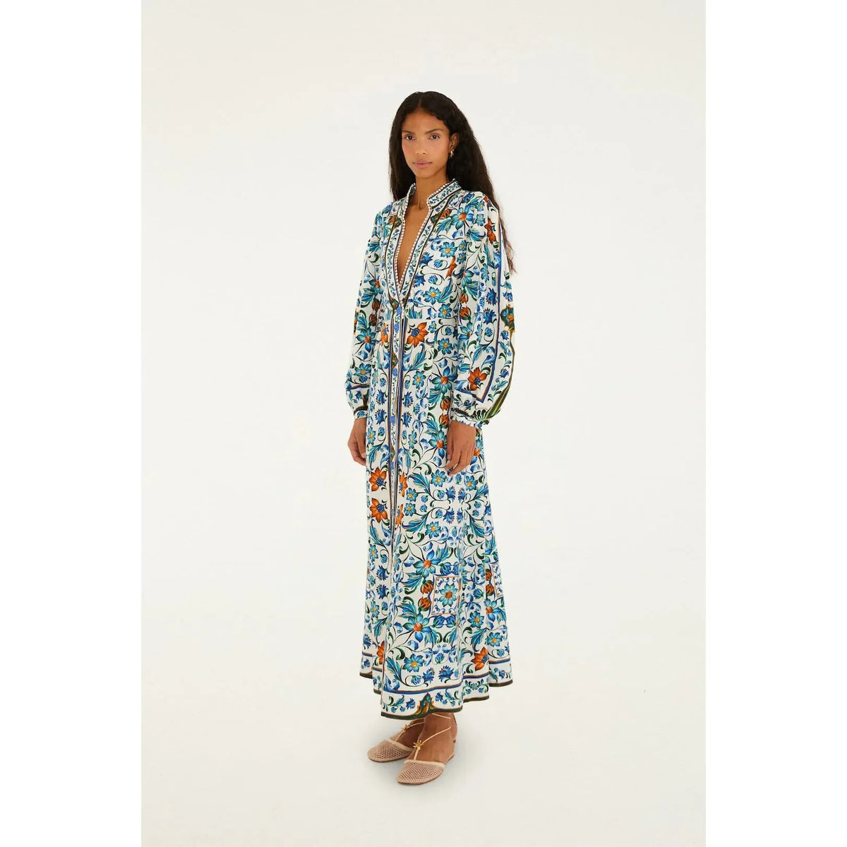 Farm Rio Flora Tile Maxi Dress - Off White Farm Rio Pisces Boutique