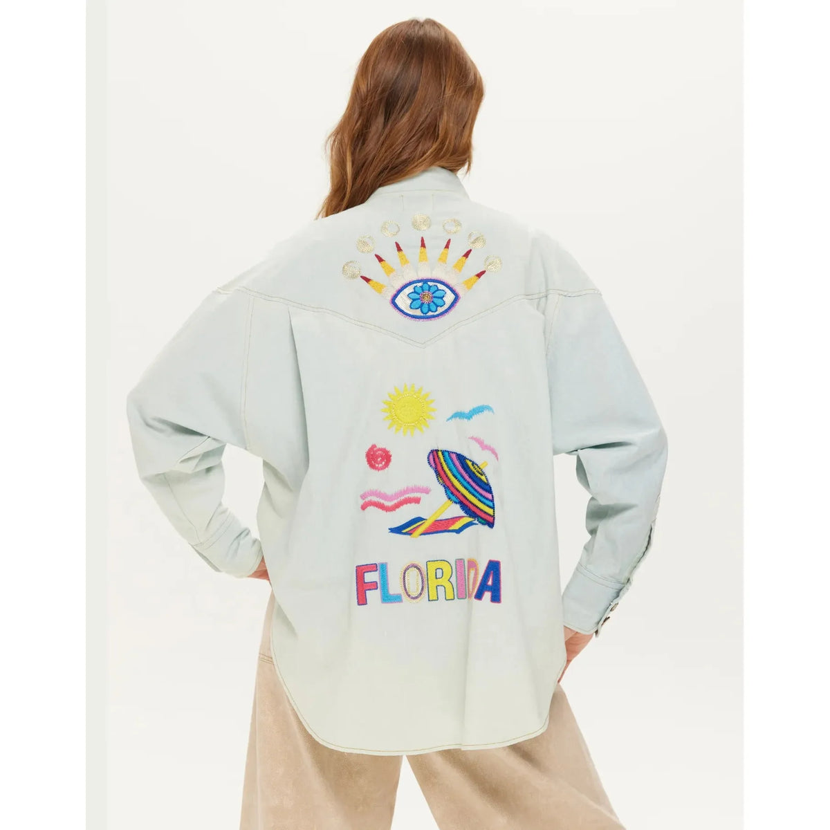 ME 369 Adelyn Oversized Embroidery Shirt - Light Blue ME369 Pisces Boutique