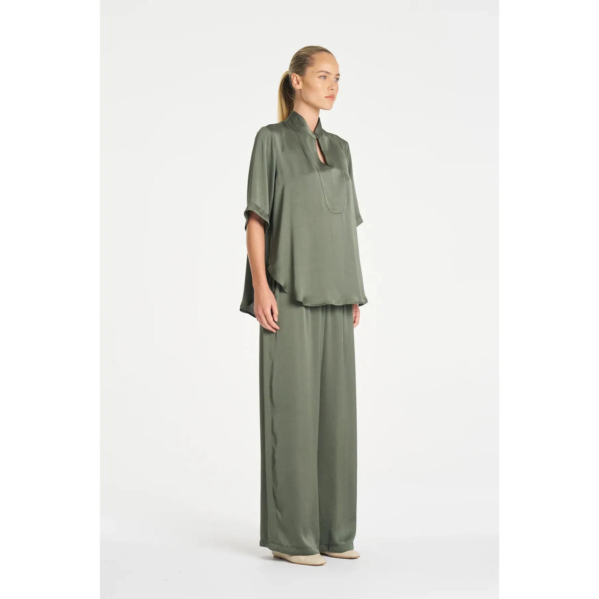 Mela Purdie Maxi Pace Pant Mirror Satin - Sage Mela Purdie Pisces Boutique