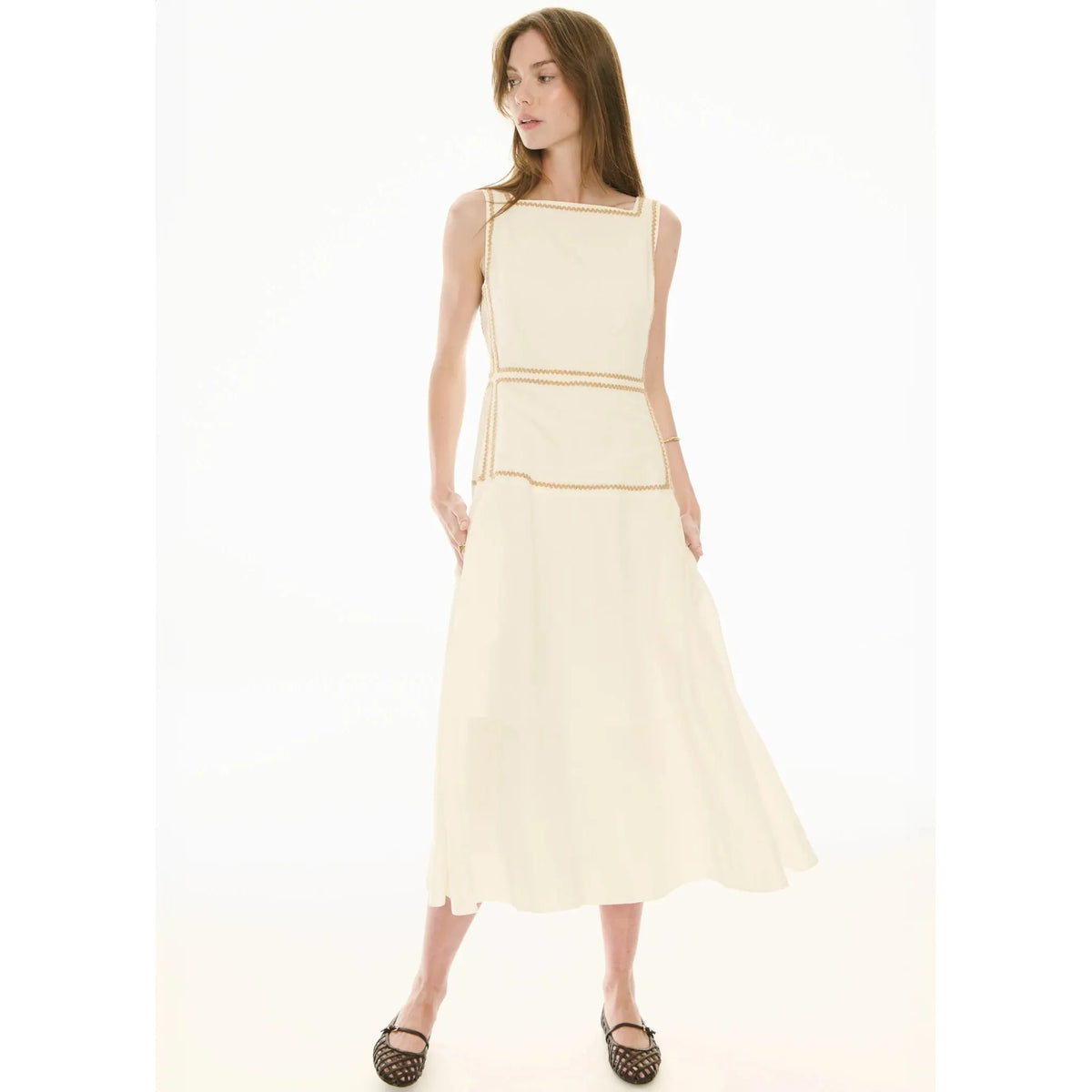 POL Marlin Raffia Trim Dress - Ivory POL Pisces Boutique