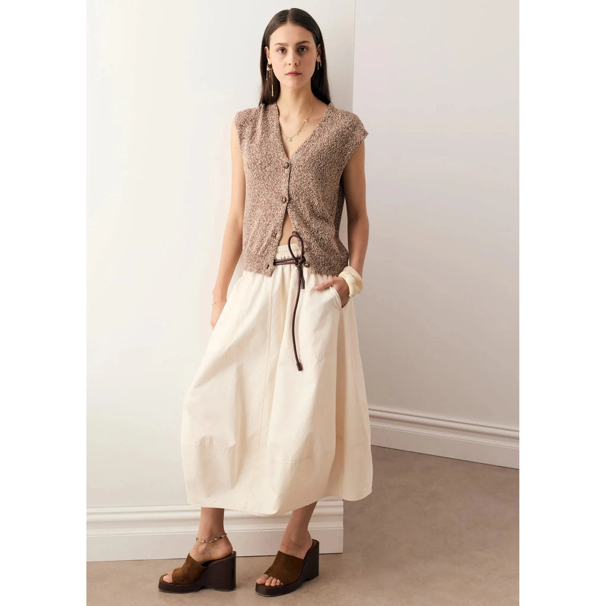 POL Alma Bubble Skirt - Pebble POL Pisces Boutique