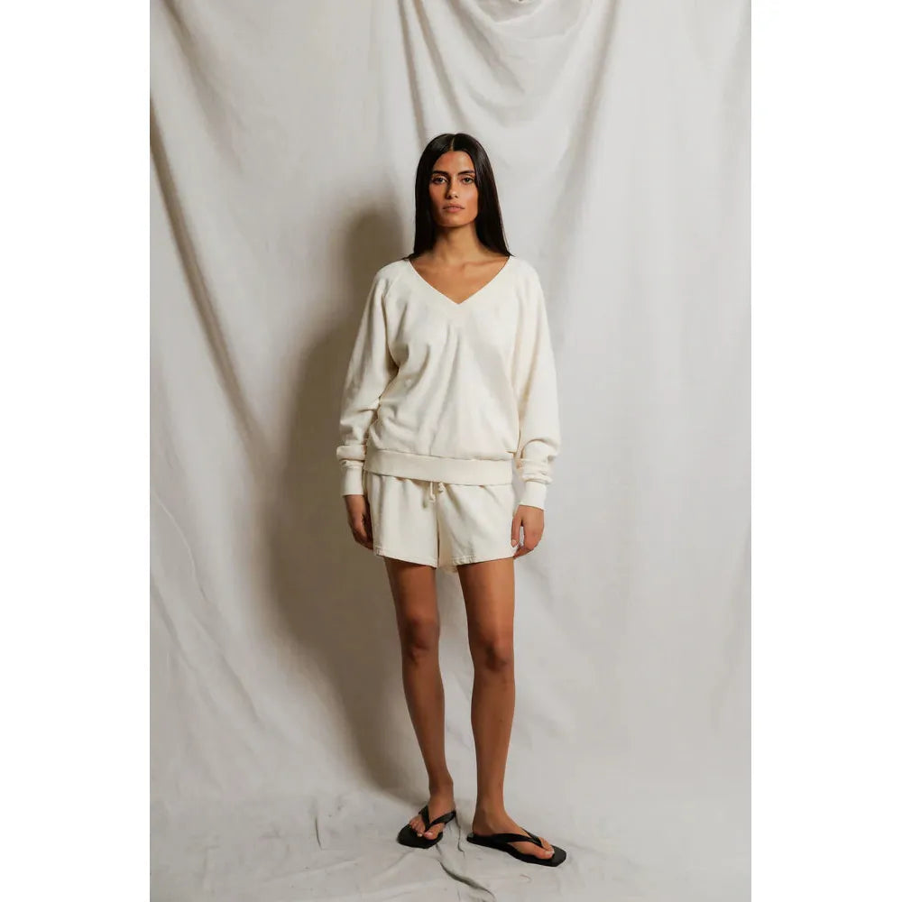 Perfect White Tee Sinead V Neck Sweat - Bright Ivory Perfect White Tee Pisces Boutique
