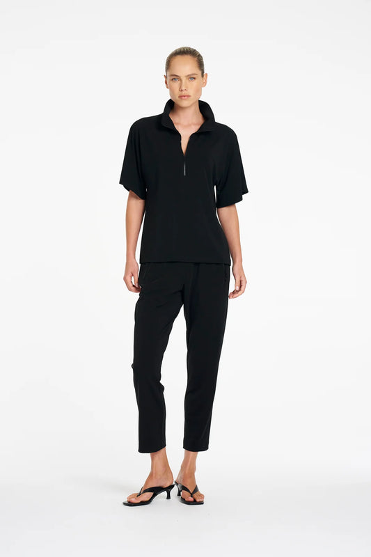 Mela Purdie Zip Flute Top - Black