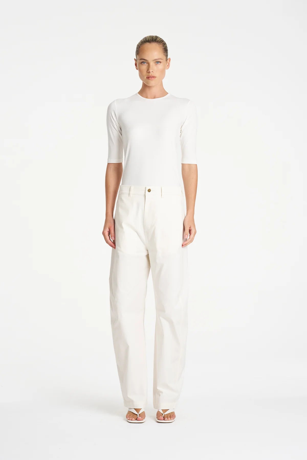 Signature By Mela Purdie Half Sleeve Top - White