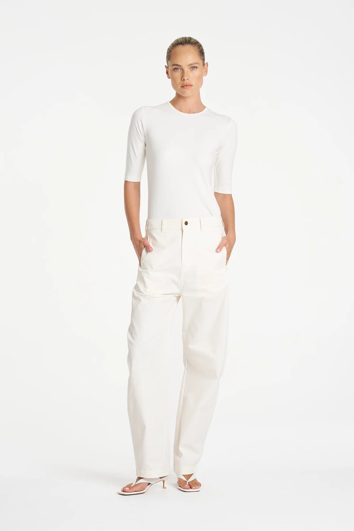Signature By Mela Purdie Half Sleeve Top - White