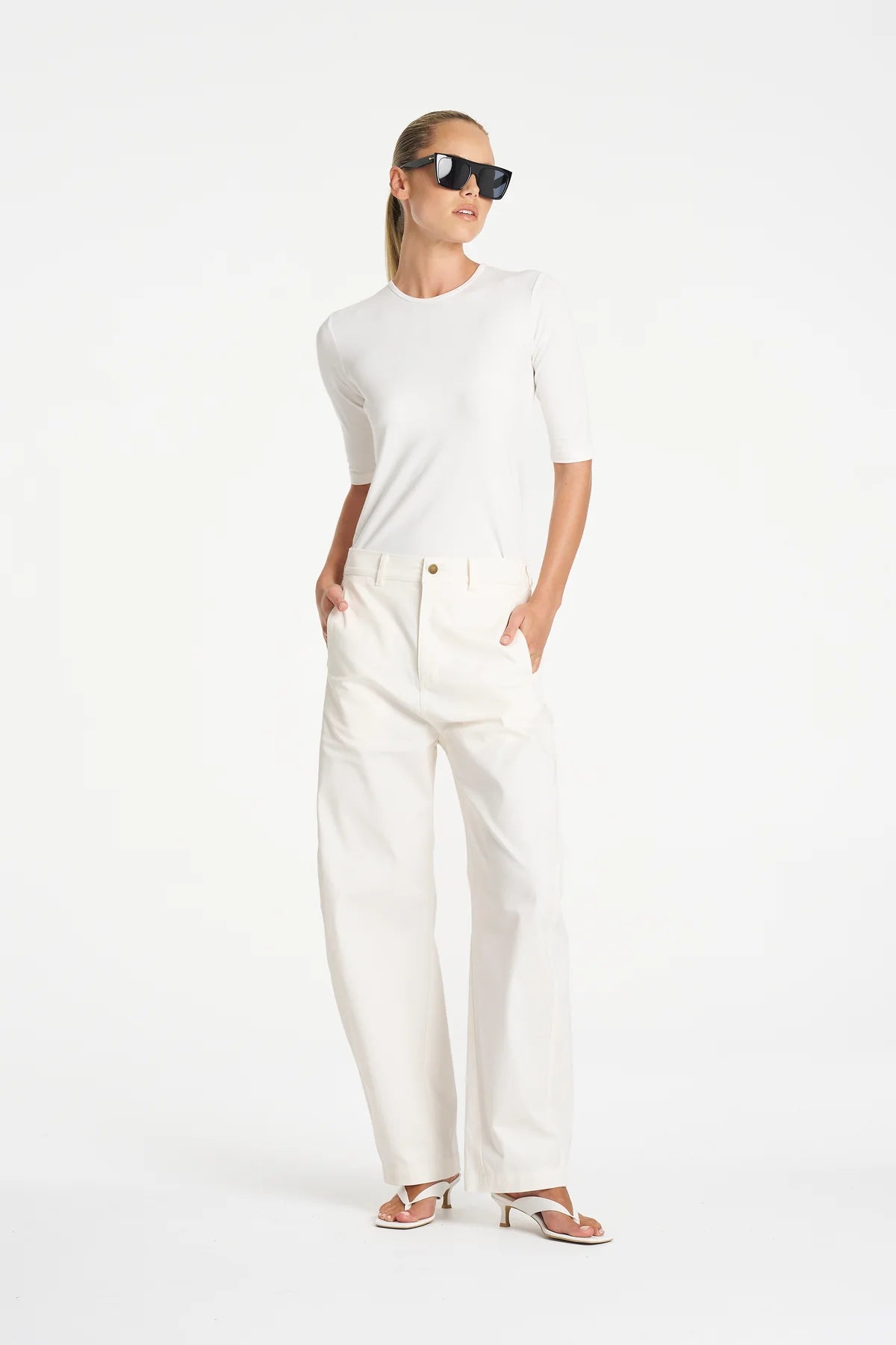 Signature By Mela Purdie Half Sleeve Top - White