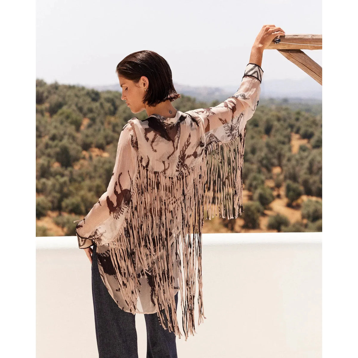 Mes Demoiselle Faustina Fancy Ride Shirt - Beige / Brown  Mes Demoiselle Pisces Boutique