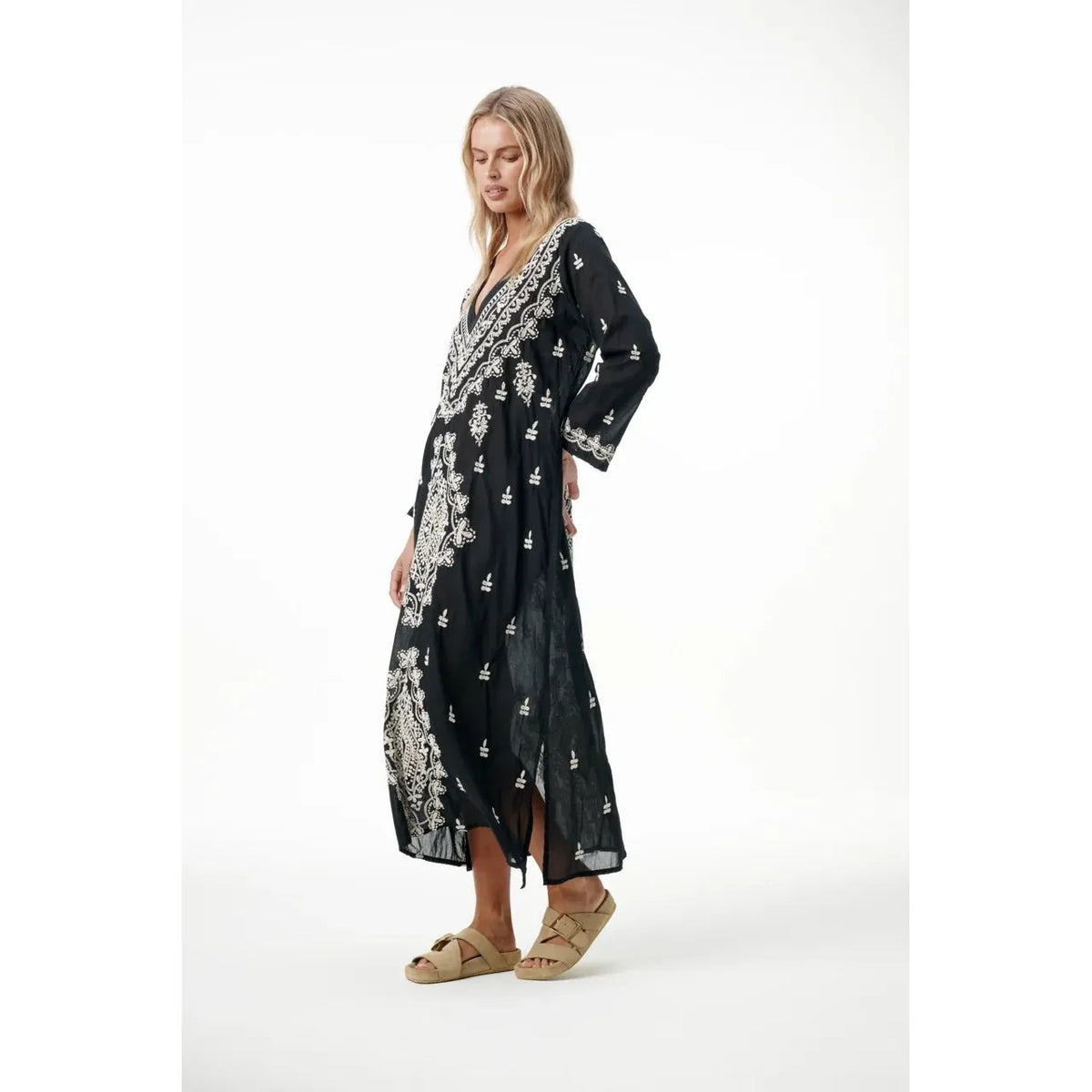 One Season Long Goa Embroidery - Black / Creme  One Season Pisces Boutique