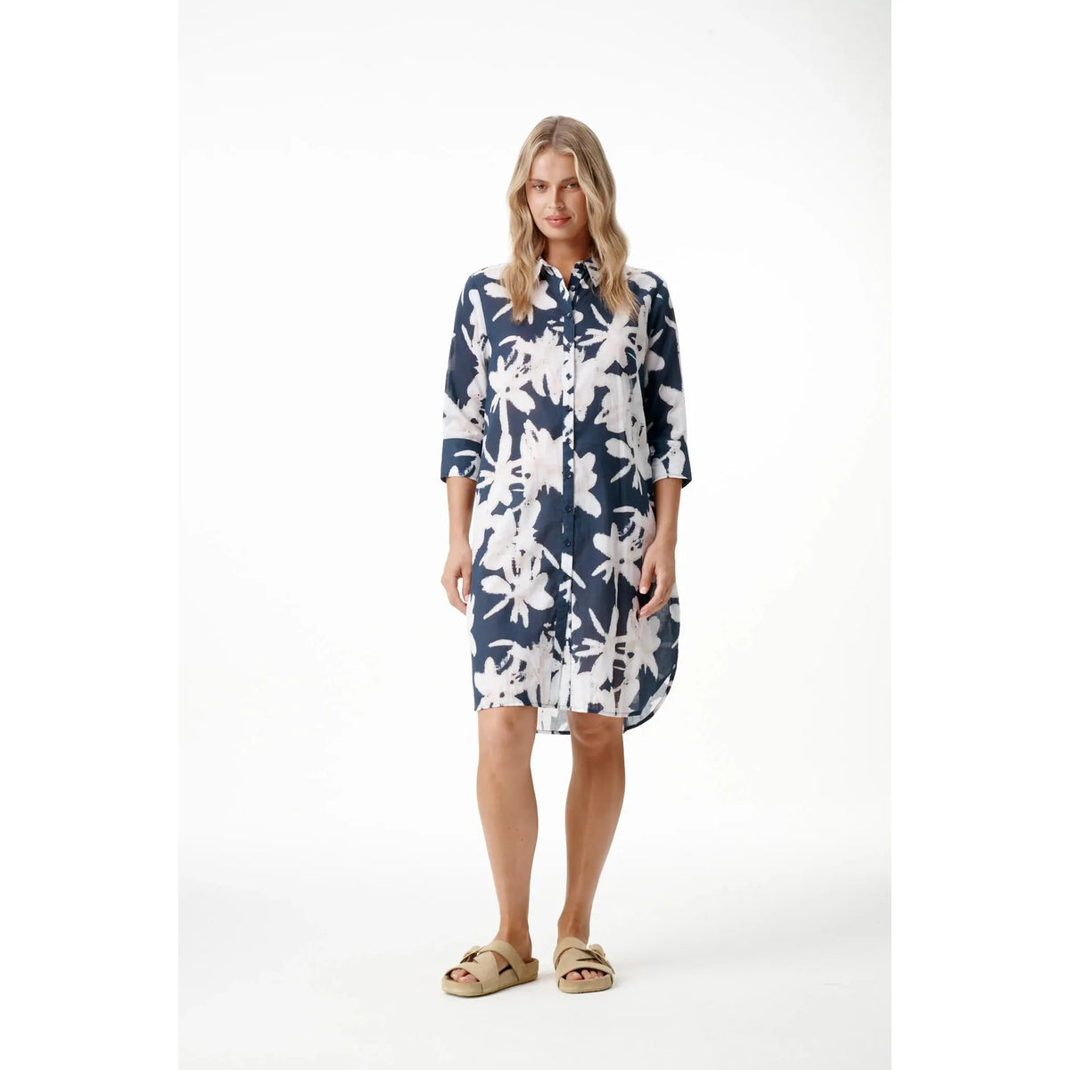 One Season Middy Daisy - Indigo Leaf - Cotton - Navy/White