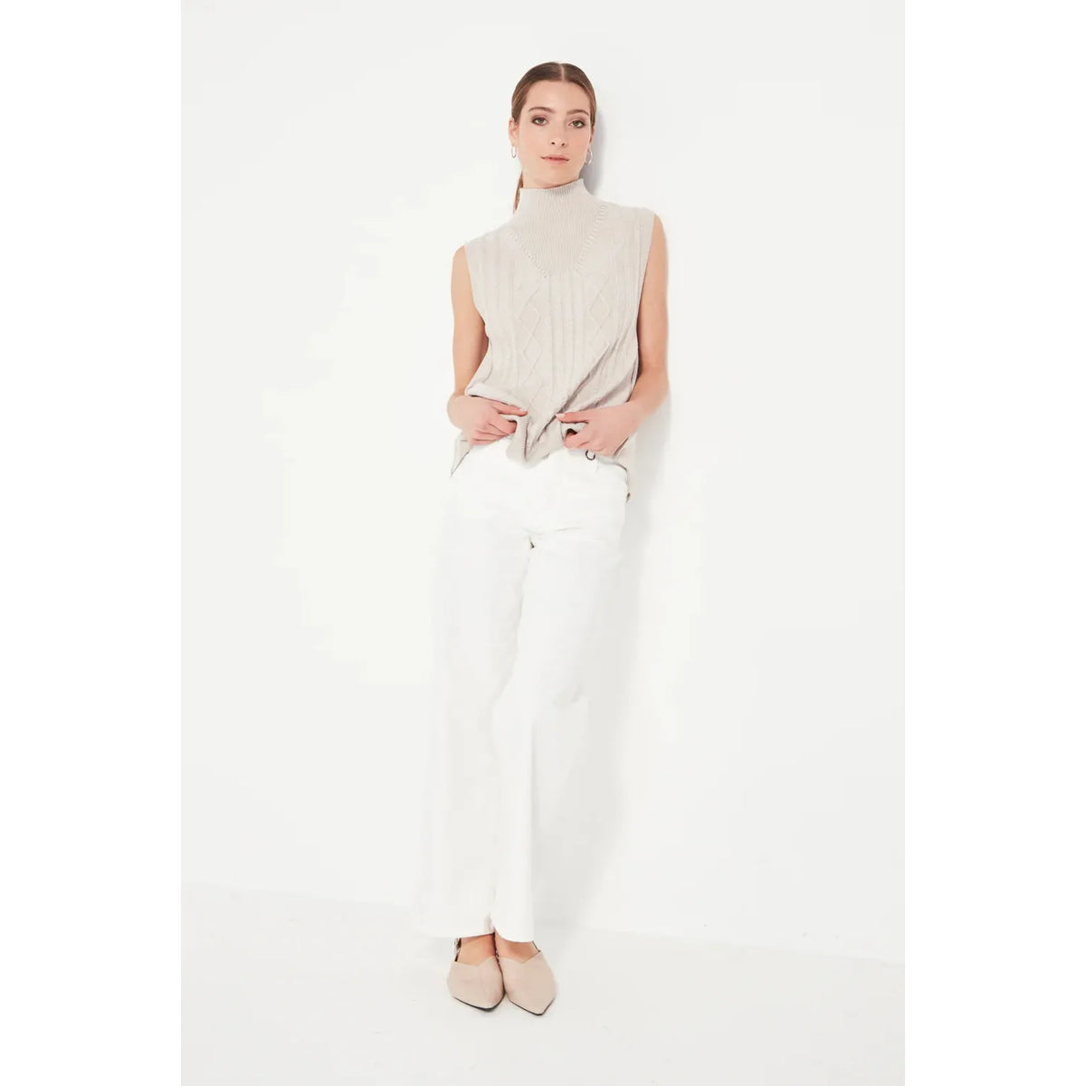 Verge Cherish Vest - Chalk Marle  Verge Pisces Boutique