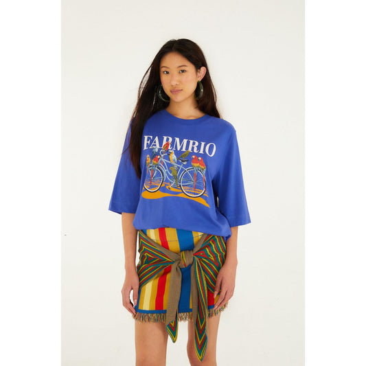 Farm Rio Bike Birds Box T Shirt - Blue  Farm Rio Pisces Boutique