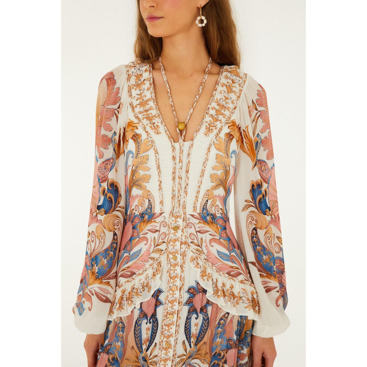 Farm Rio Sea Garden Braid Details Long Dress - Off White  Farm Rio Pisces Boutique