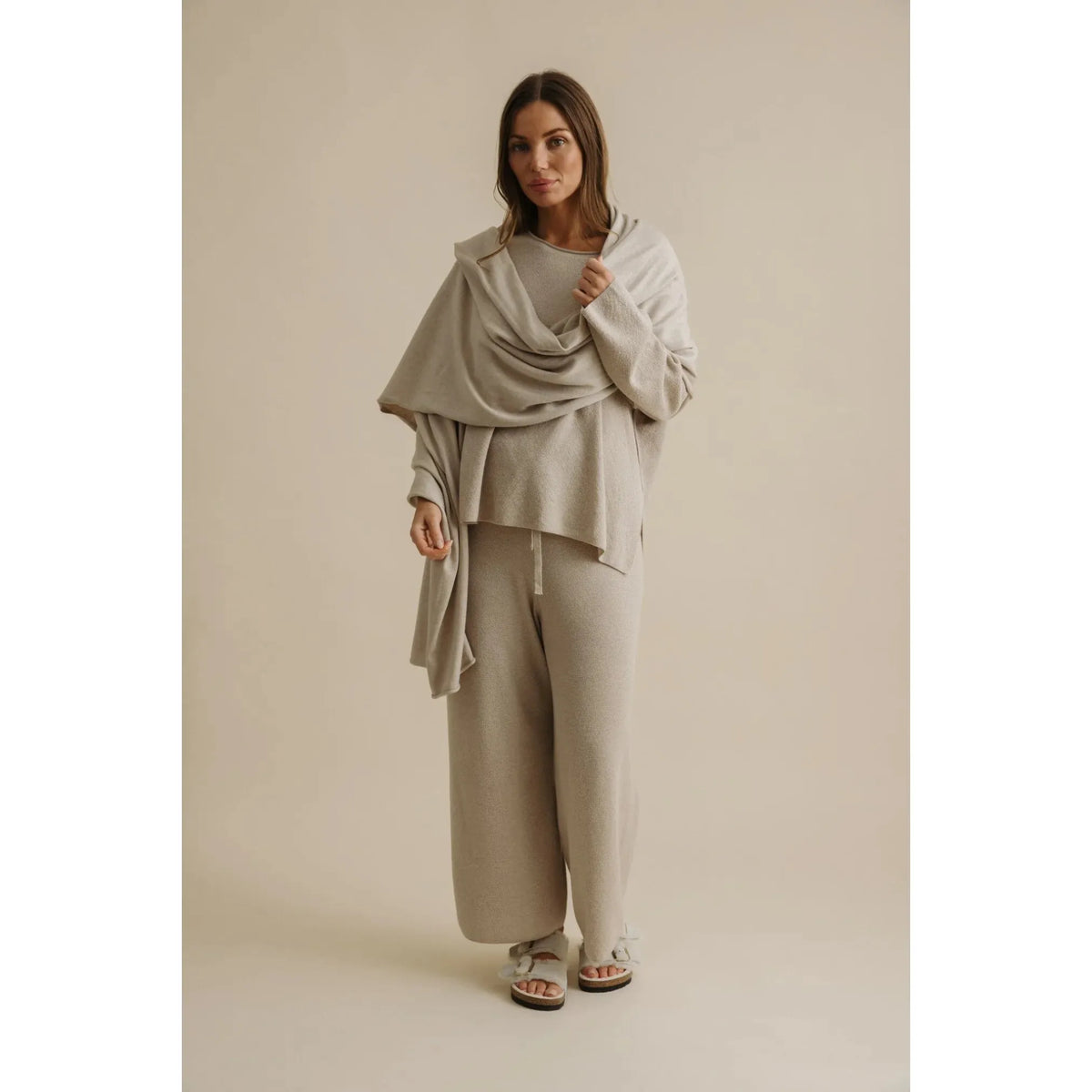 Talamaya Winter Retreat Merino Cotton Wrap - Wheat  Talamaya Pisces Boutique