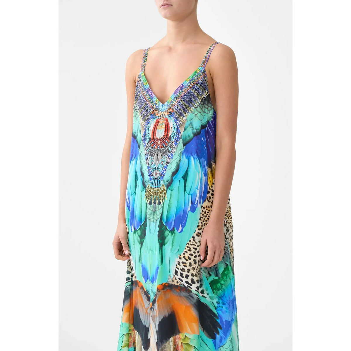 Camilla V Nack Midi Slip Dress - Jungle Flight  Camilla Pisces Boutique