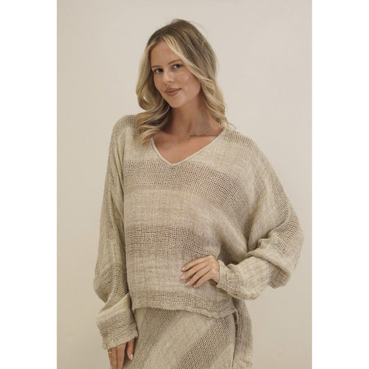 Linens Unlimited Franca Top - Natural / White  Linens Unlimited Pisces Boutique