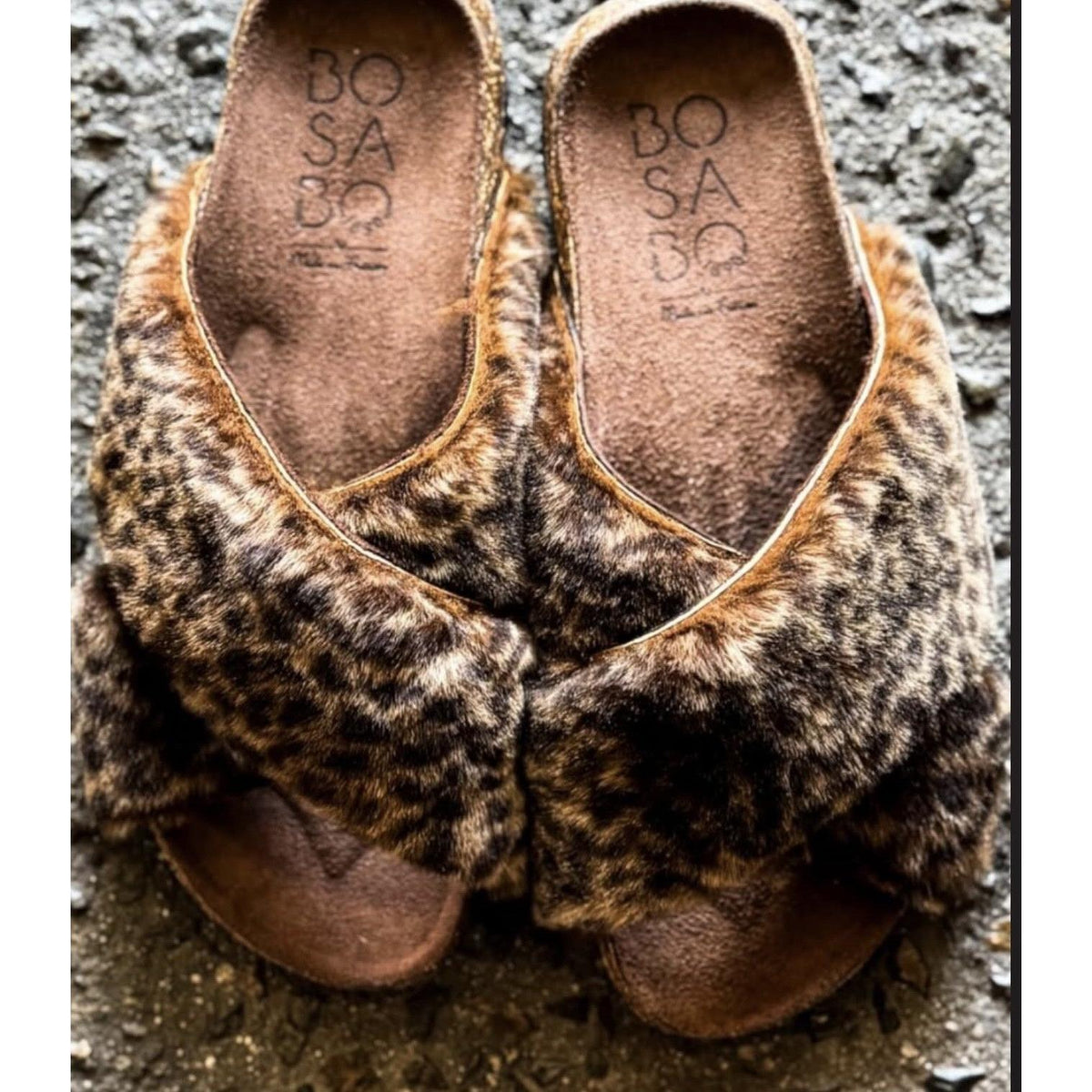 Bosabo Cross Over Slides - Mouton Leopard  Bosabo Pisces Boutique