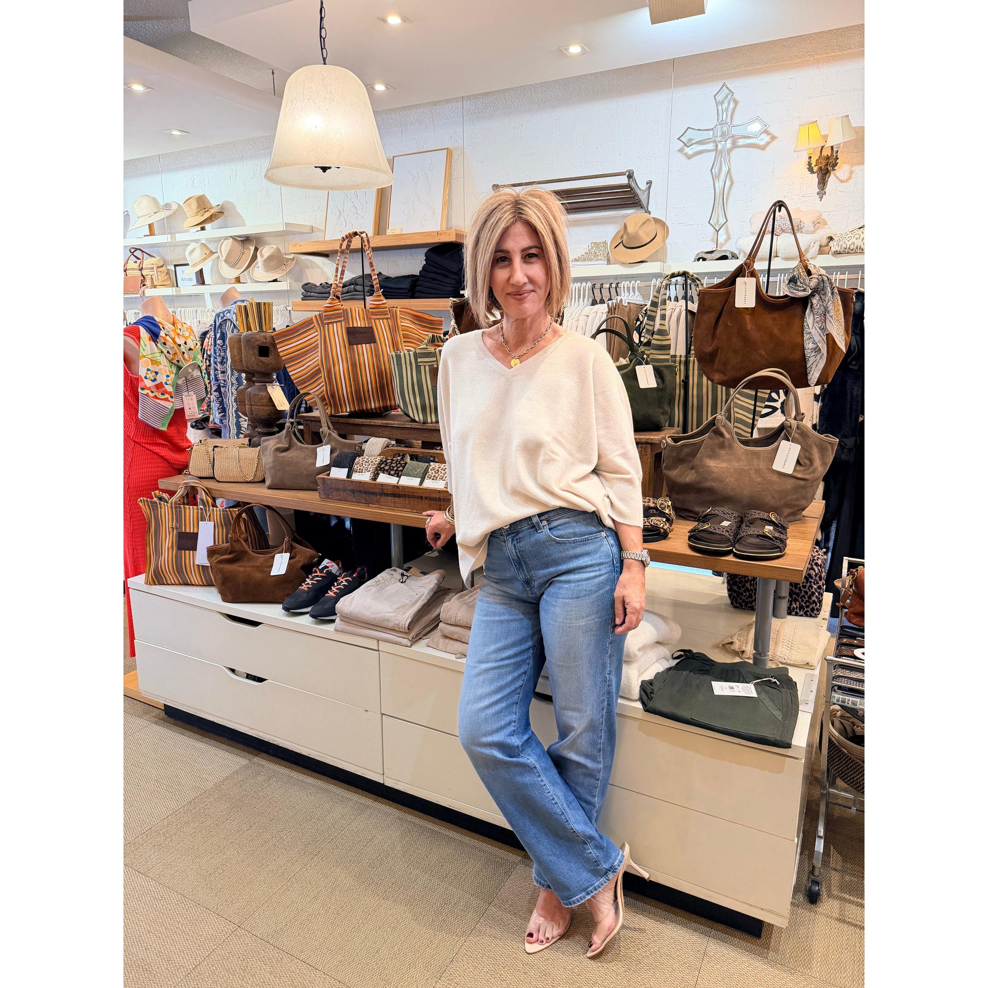 Lili Paris 100% Cashmere V - Limestone  Lili Paris Pisces Boutique