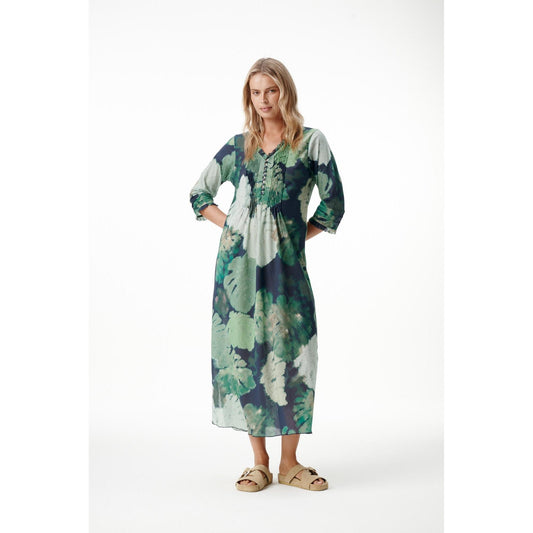 One Season Long Poppy Monstera Night - Cotton - Green  One Season Pisces Boutique