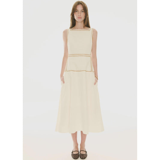 POL Marlin Raffia Trim Dress - Ivory  POL Pisces Boutique