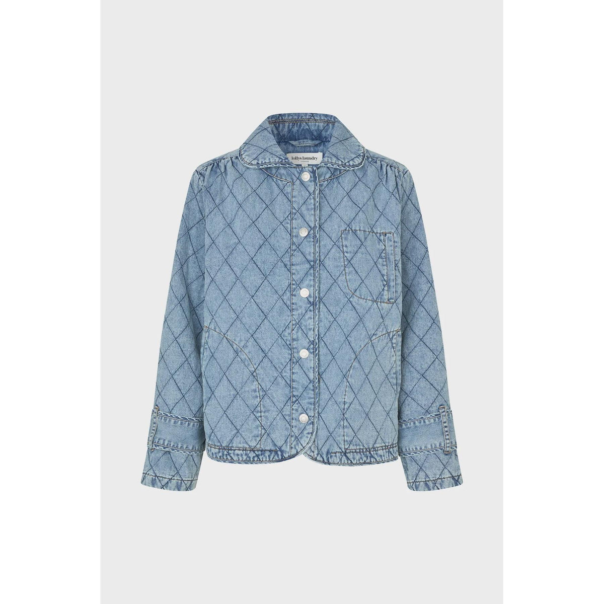 Lollys Laundry Viola Quilted Jacket - Washed Denim  Lolly's Laundry Pisces Boutique