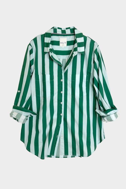 Hut Lets Go Somewhere - Green Pale Blue Stripe