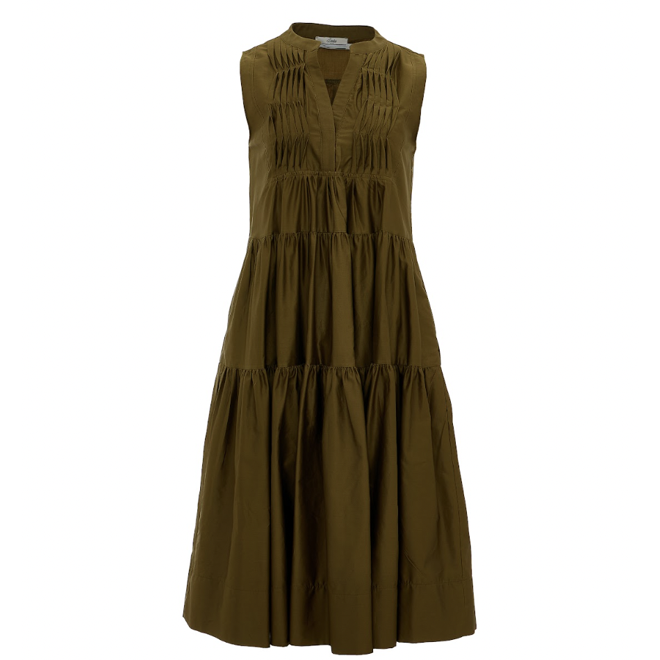 Devotion Twins Makrys Gialos Dress Midi - Khaki