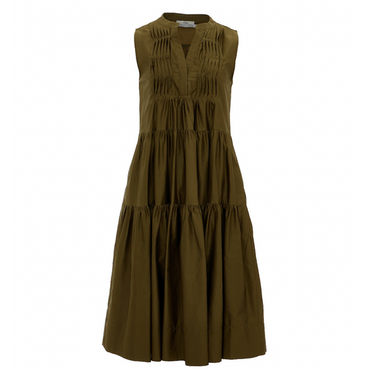 Devotion Twins Makrys Gialos Dress Midi - Khaki