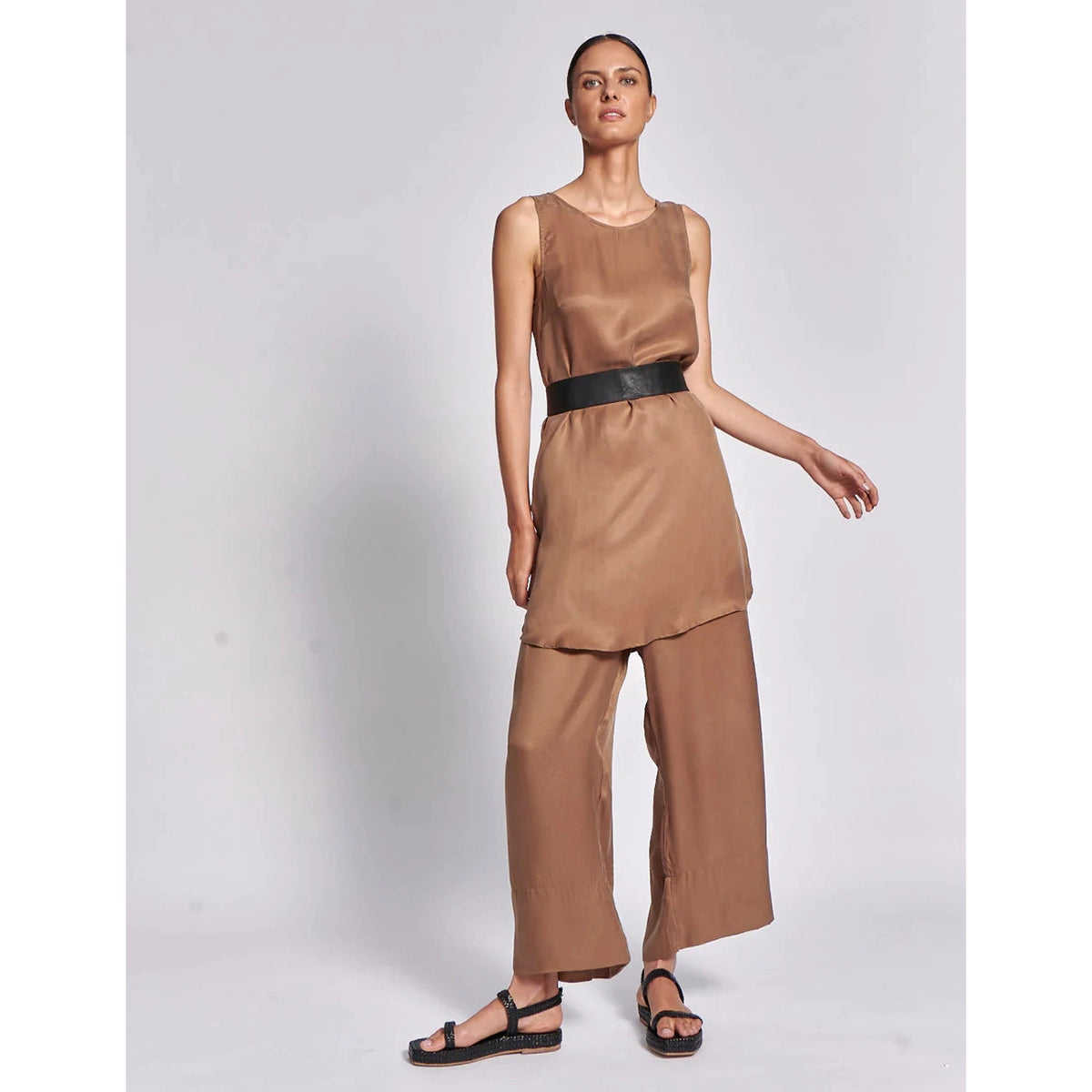 In the Sac Chamoise Long Tunic - Cognac