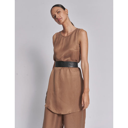 In the Sac Chamoise Long Tunic - Cognac